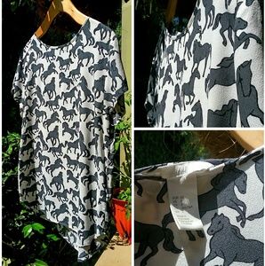 H&M ADORABLE Equestrian Print Crepe Top